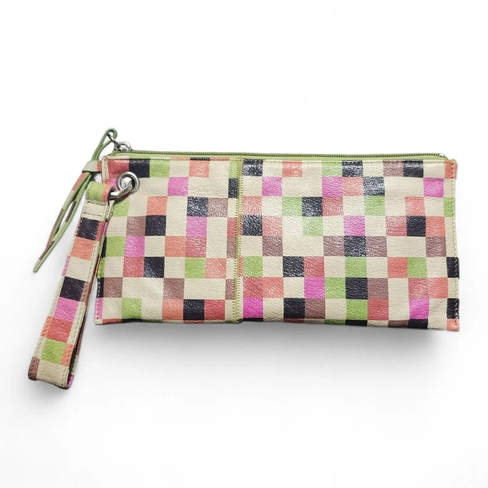 Hobo The Original Vida‎ Clutch Wallet  Patchwork Checkered Leather Wristlet